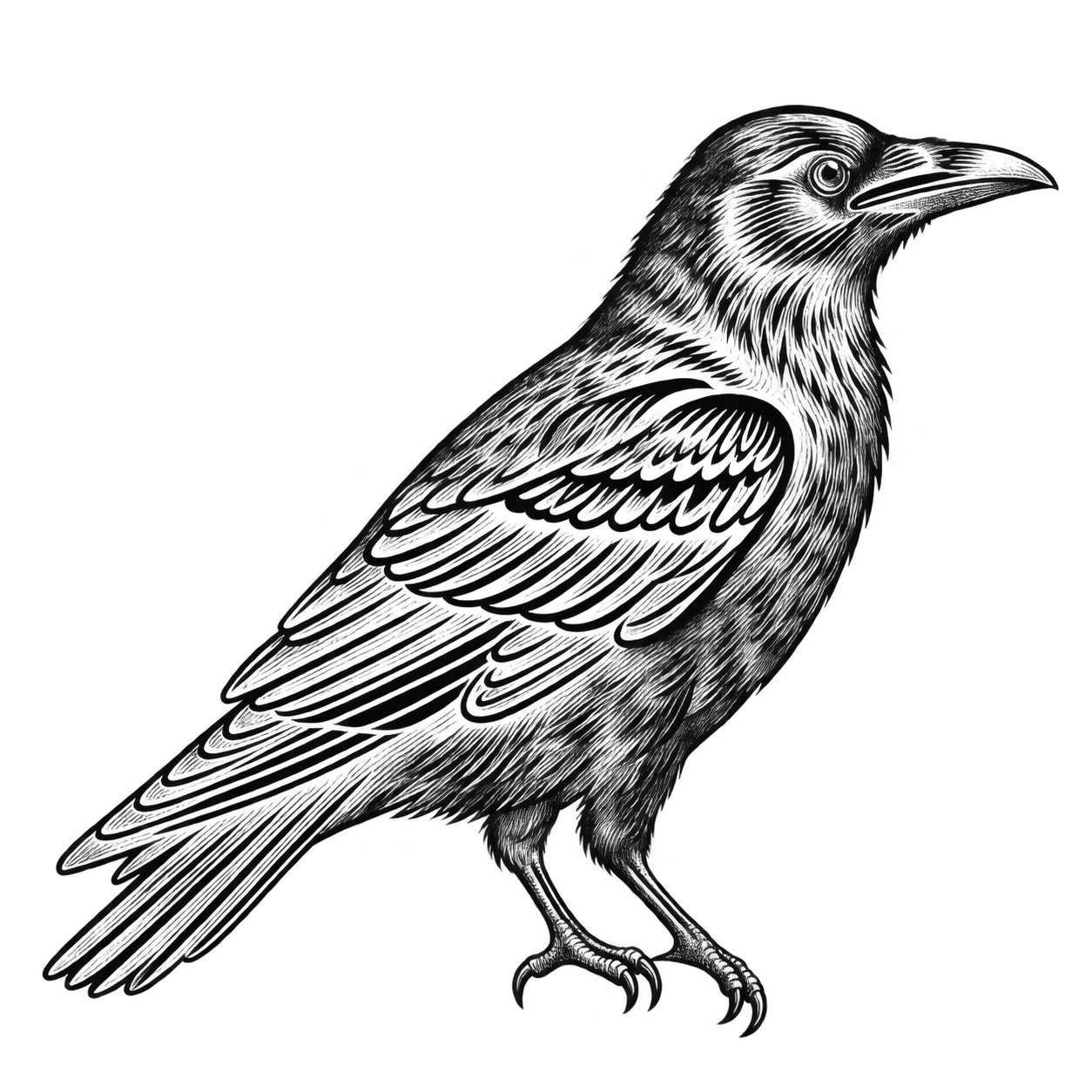 Raven perched on the O
